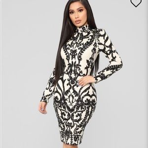 FashionNova Black and White Sequin Dress
